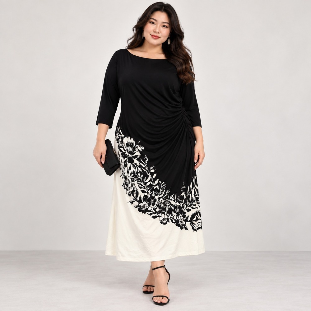 Lauren Ralph Lauren Women's Dress Collection Black White Colorblock Floral 16W
